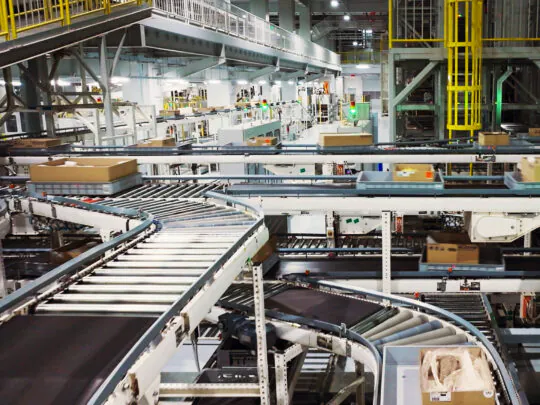Conveyor belt in factory