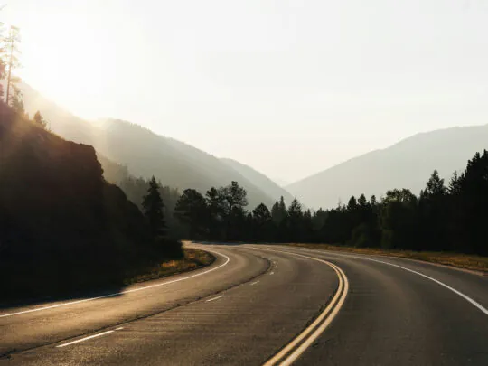Road in Sweden, maintains and nice sunshine